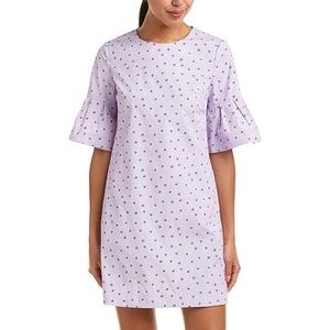 Donna Morgan Women's Elbow Sleeve Poplin Dress with Pleated Ruffle